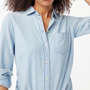 J. Crew Mercantile Chambray Signature Fit Boyfriend Denim Shirt Long Sleeve
